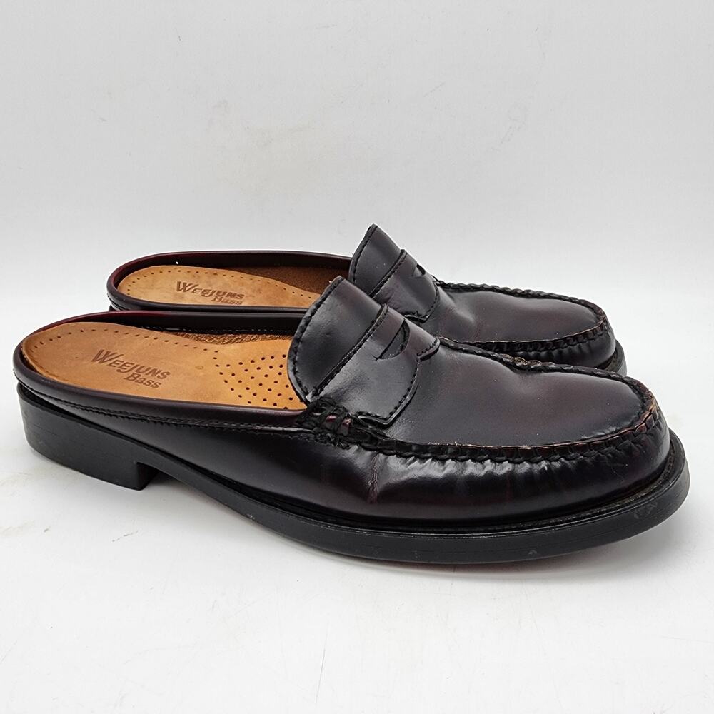 G.H. Bass Weejuns Peggy Slip On Mules Loafers Womens 7.5 Leather Academia